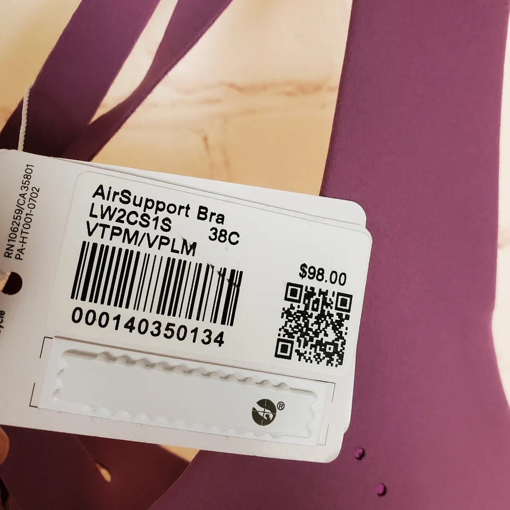 SOLD Lululemon Air Support Bra Womens Size 38C Vintage Plum High Impact Running - Picture 6 of 11